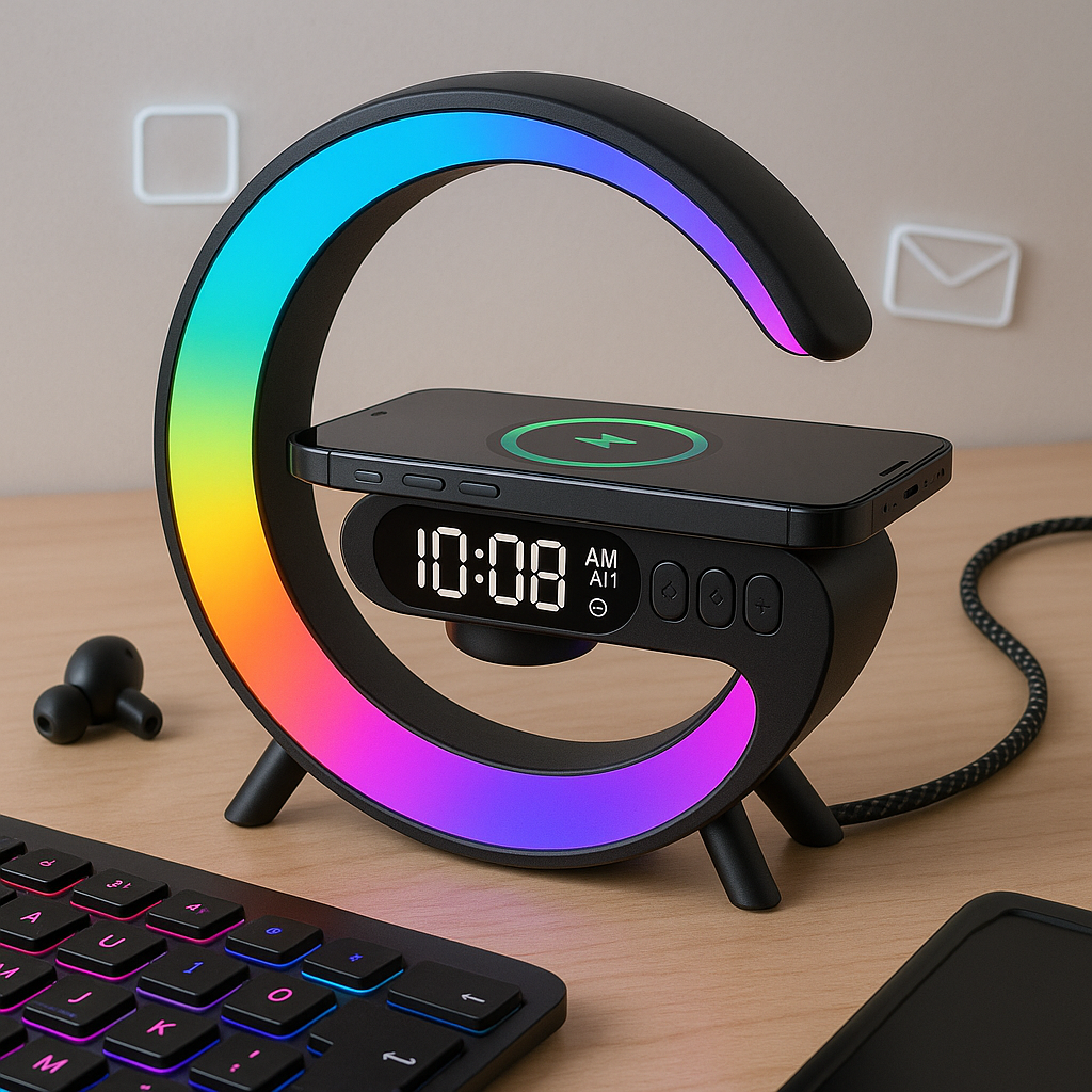 Modern G-Shaped Wireless Charging Clock
