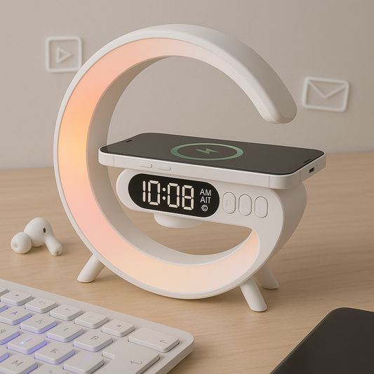 Modern G-Shaped Wireless Charging Clock