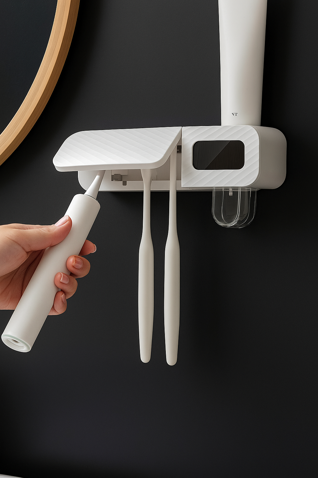 Smart Toothbrush Holder – 3-Slot Wall Mounted with Drying & Toothpaste Dispenser