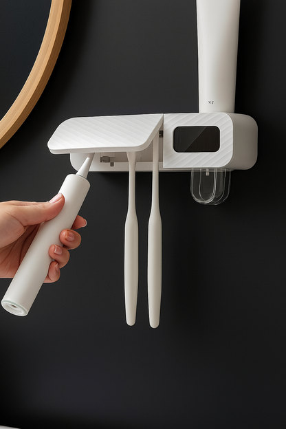 Smart Toothbrush Holder – 3-Slot Wall Mounted with Drying & Toothpaste Dispenser