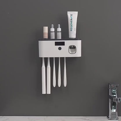 Smart Toothbrush Holder – 3-Slot Wall Mounted with Drying & Toothpaste Dispenser